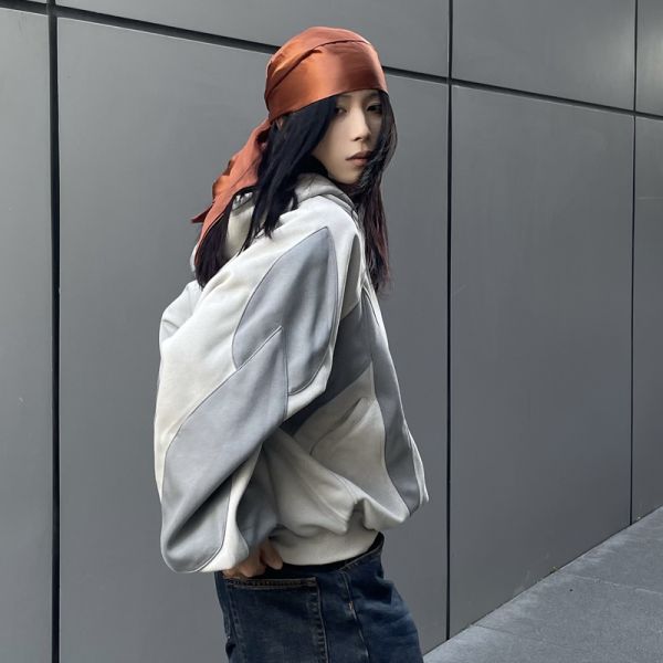 Low MOQ Customized Color Block Splicing 3D Embroidery Oversized Pullover Winter Hoodie Pocket Hip Hop Polyester/Cotton Blend