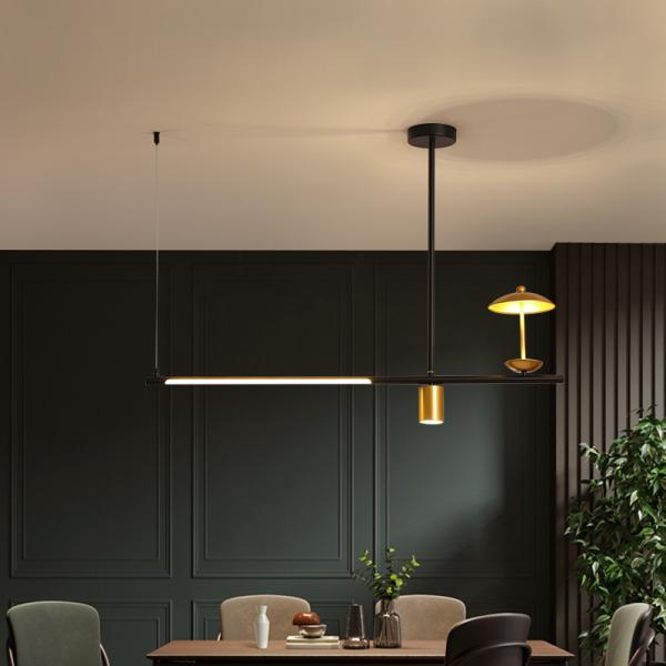 Black Simple LED Chandelier Modern Kitchen island Long Hanging Light(WH-MI-276)