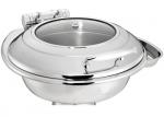 Round Chafing Dish Hydraulic Lid with Glass Window Optional φ35cm 6.0Ltr Food