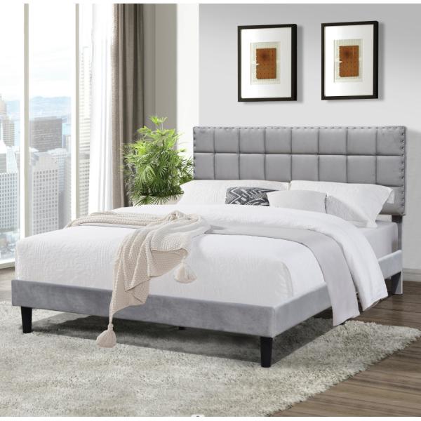 King Size Upholstered Platform Bed Frame Dark Grey With Adjustable Headboard Height