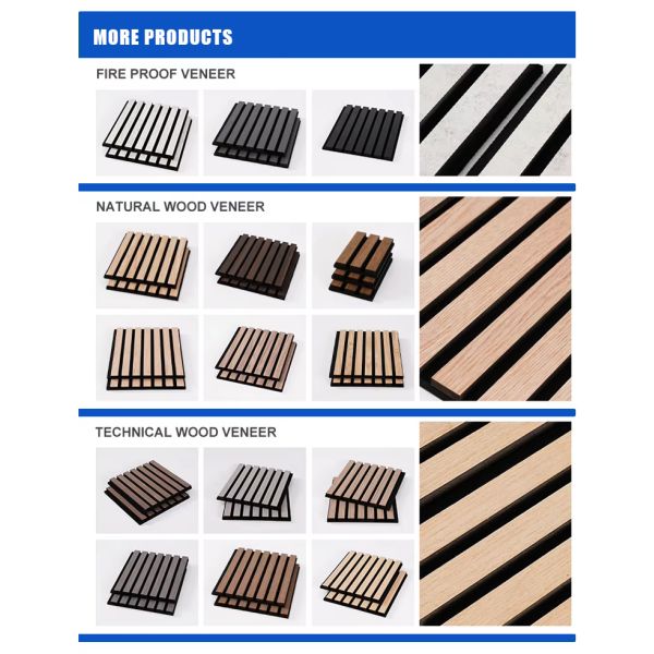Wood Slat Acoustic Panel OEM Production Fire Retardant Veneer Core