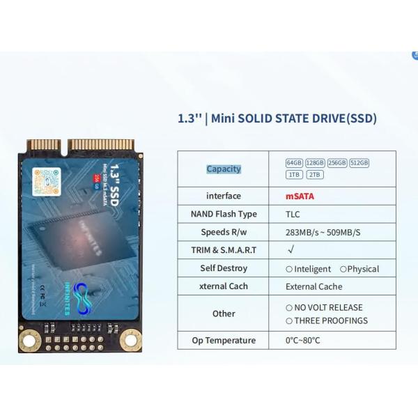 Shenzhen Electronics Tech 2tgb 1.3&prime;&prime; Mini Solid State Drive (SSD) Msata 2tb Speeds R/W 283MB/S ~ 509MB/S Capacity 32GB/64GB/128GB/256GB/512GB/1tb/2tb