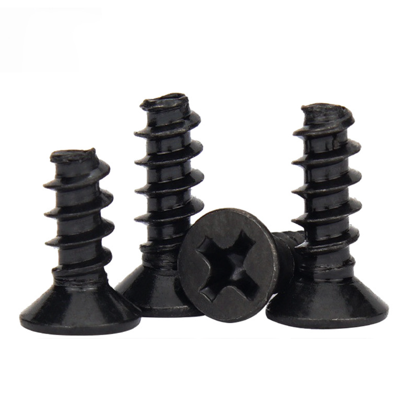 KB Black Screw Cross Flat Head Screw Countersunk Self Tapping Flat Tail Self Tapping Screw Fittings M1/M2/M3/M4