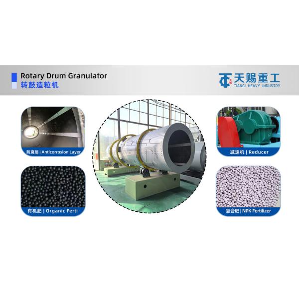 Equipment for a compound fertilizer granulation production line (rotary drum granulation) with an annual output of 50,000 tons (N20%, K15%, Urea40% )