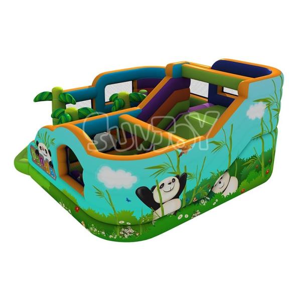 Panda Amusement Park Inflatable Fun City With Air Blower