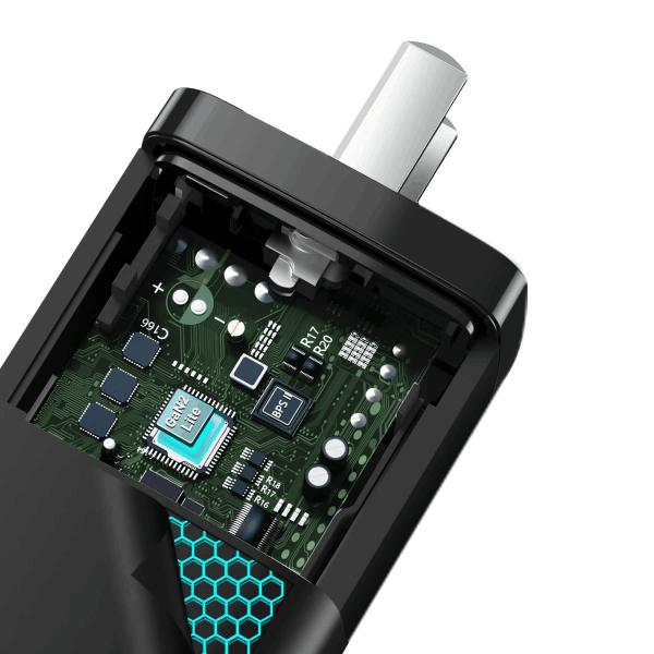 65W GaN PD Fast Charger with USB-C and USB-A Ports US Plug