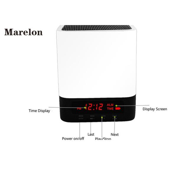 White Mini Desktop Alarm Clock Bluetooth Speaker , Wireless Sound Box With LED Screen