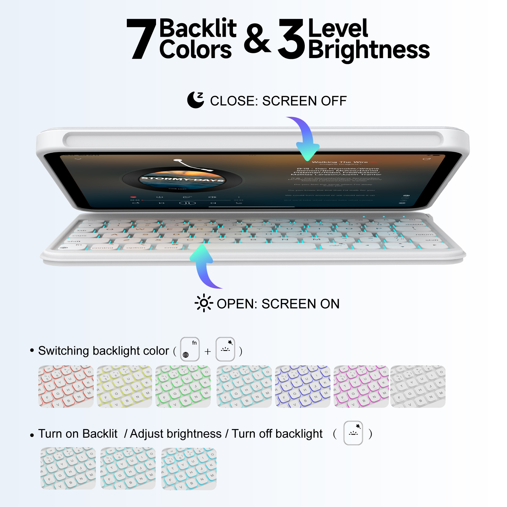 Laudtec Smart Tablet Cover PU Leather Wireless Scissor 64 Keys Keyboard Case with Auto Wake/Sleep for iPad Mini6/7 8.3 Inches