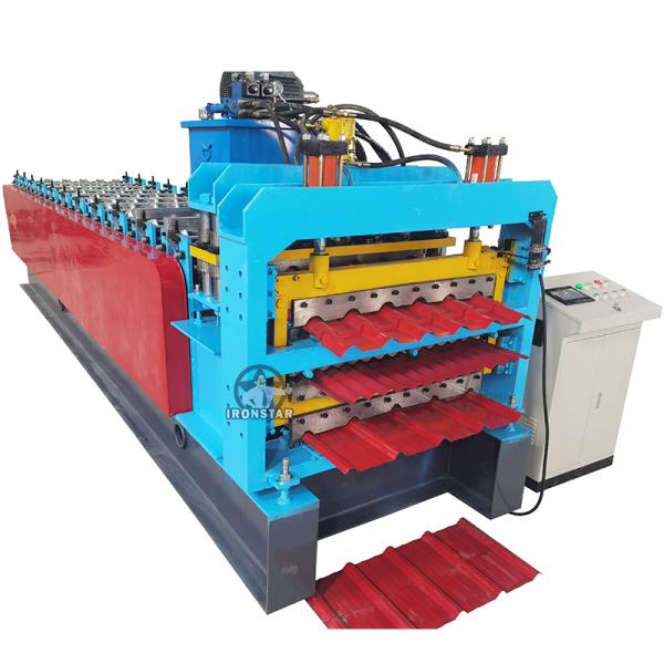“Automatic Three Layer Roll Forming Machine for Roof and Wall Corrugated Sheet PLC Control Glazed Tile Color Steel Three Layer Machine”