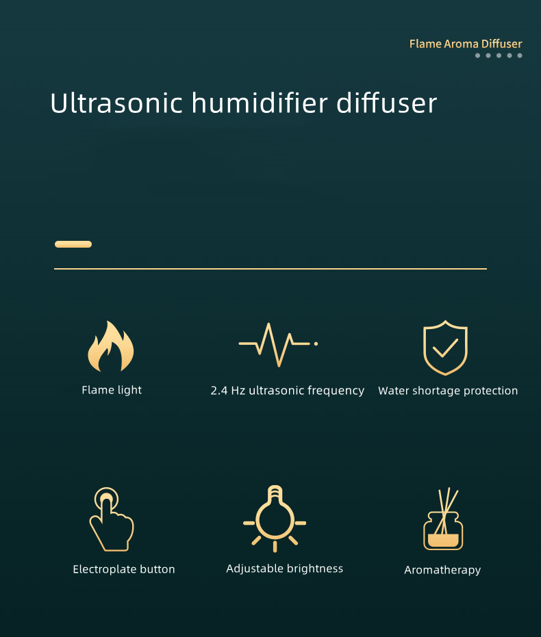 Wholesale Customized Ultrasonic 3d Fire Fragrant Air Humidifier Home Essentials Room Yoga Essential Oil Flame Aroma Diffuser