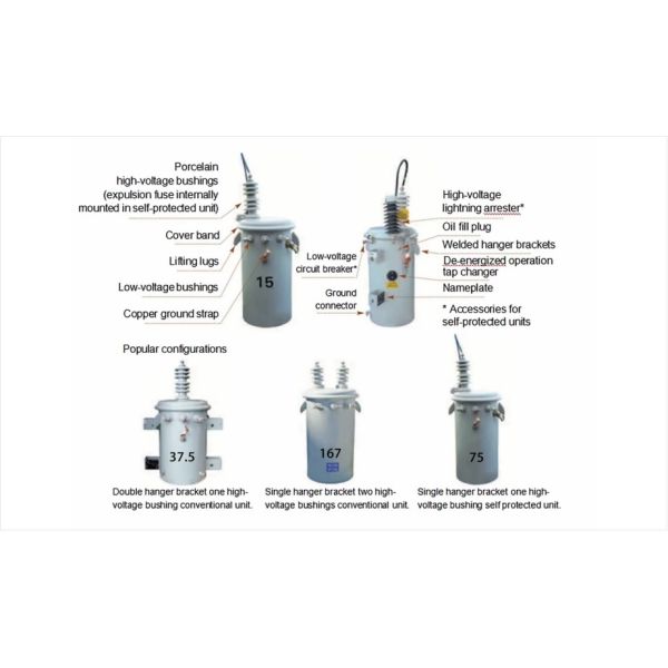 37.5kVA Single Phase Pole Mounted Distribution Transformer with Multi-Voltage Output and ONAN Cooling