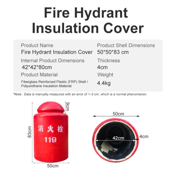 4cm Thick Fire Hydrant Insulation Cover, Fiberglass Outer Shell with Polyurethane Thermal Insulation Material, Waterproof Freeze Proof Fire Hydrant