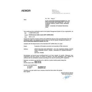 Elite Aviation Manufacturing Co., Ltd Certifications