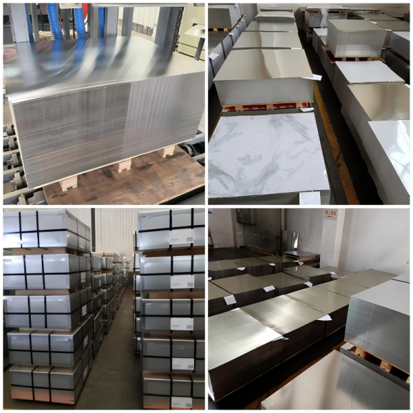 Tin-free steel plate product display showing industrial steel coils and sheets