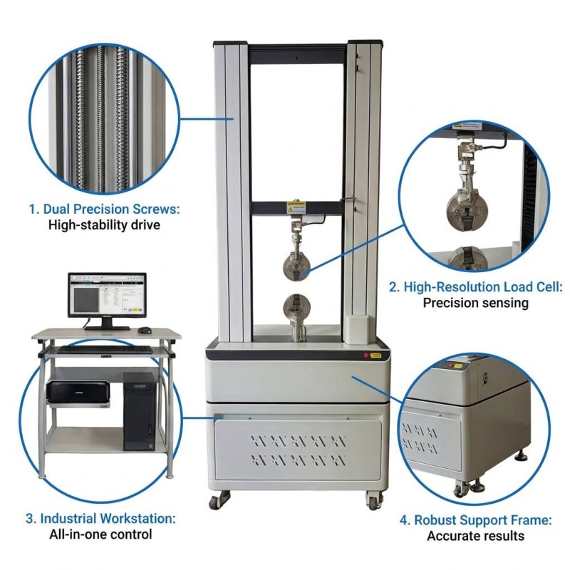 Computer Control Double Column Tensile Strength Testing Machine Auto Elongation Test Equipment with Extensometer ISO 527