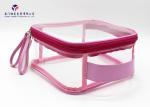 Super Clear Soft PVC Bags Pink PU Handle Custom Lady Handbag Fashion Women Bag