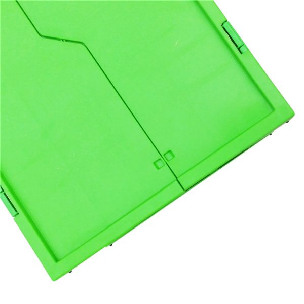 Customized Green PP Plastic Folding Crate Mesh Body + Solid Bottom