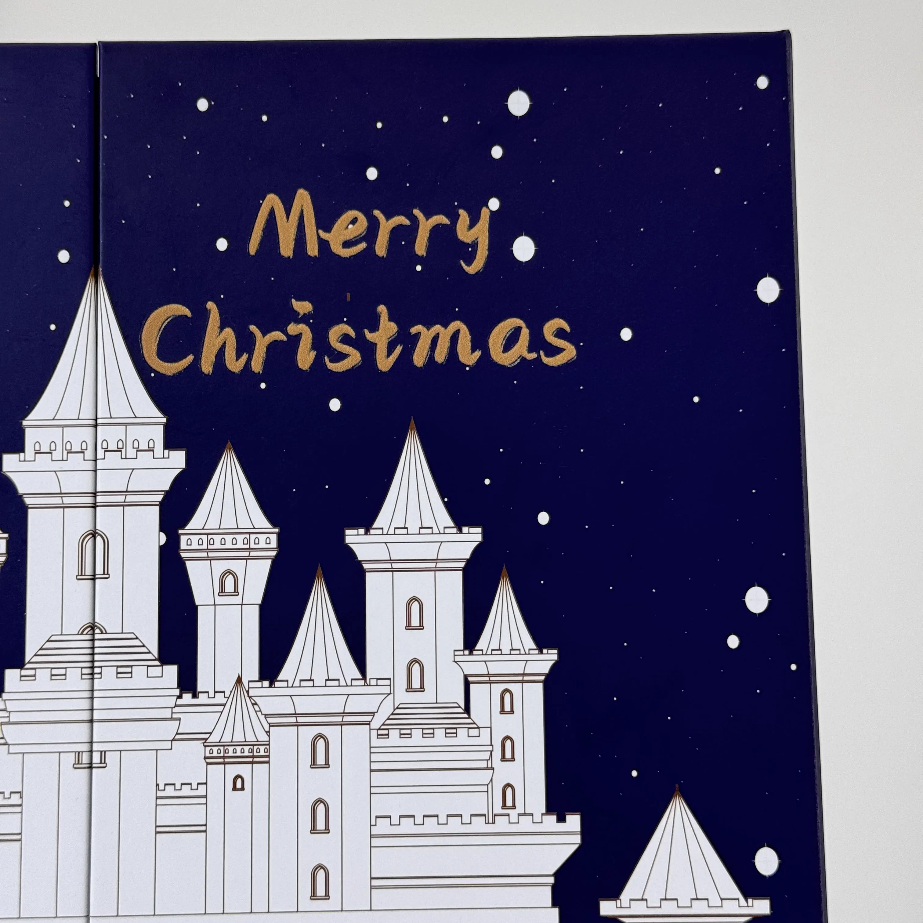 Gold Foil Castle Christmas Countdown Mystery Gift Box Packaging