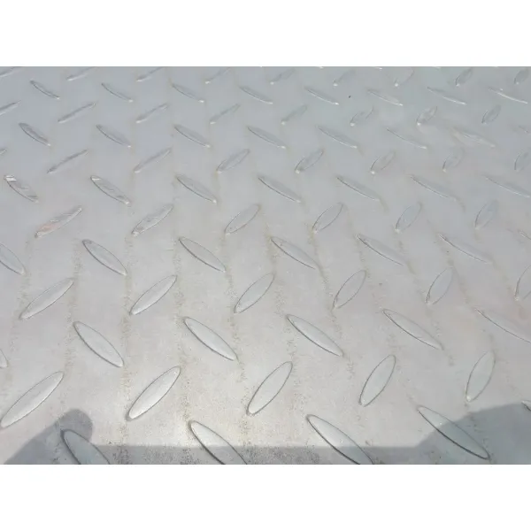 Hot rolled steel chequered plate surface detail and pattern
