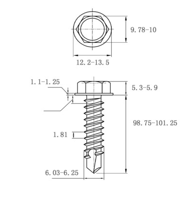 ST6.3*100 DIN7504K 304 Stainless Steel Hexagon Head With Washer for Construction