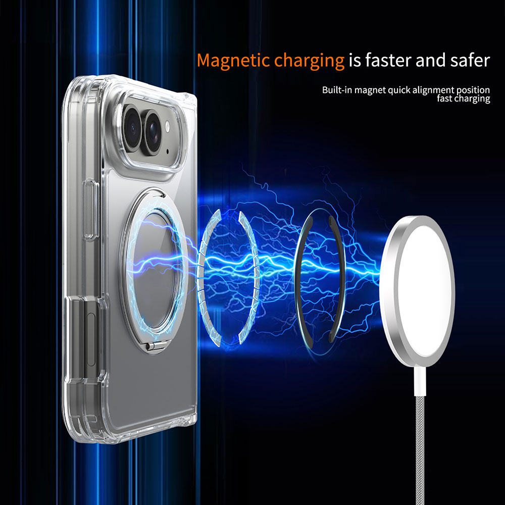 Laudtec Premium Foldable Magnetic Clear Phone Case for iPhone 18 Fold with Rotating Holder Skin-Feel Shockproof Protective Case