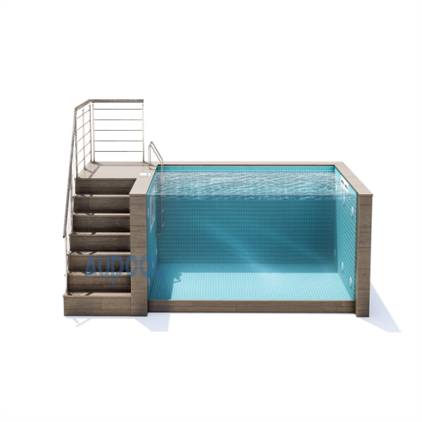 Modular Prefab Luxury Swimming Pool with Acrylic Panel Window and Mosaic Pattern Panels