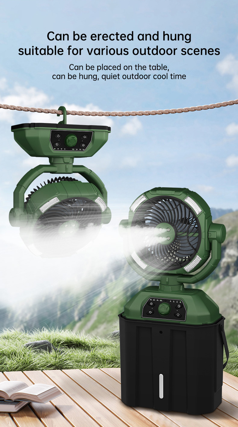 LED Digital Display Rechargeable Four-Speed Refrigeration Portable & Wearable Stand 20000mAH Camping Table Fan