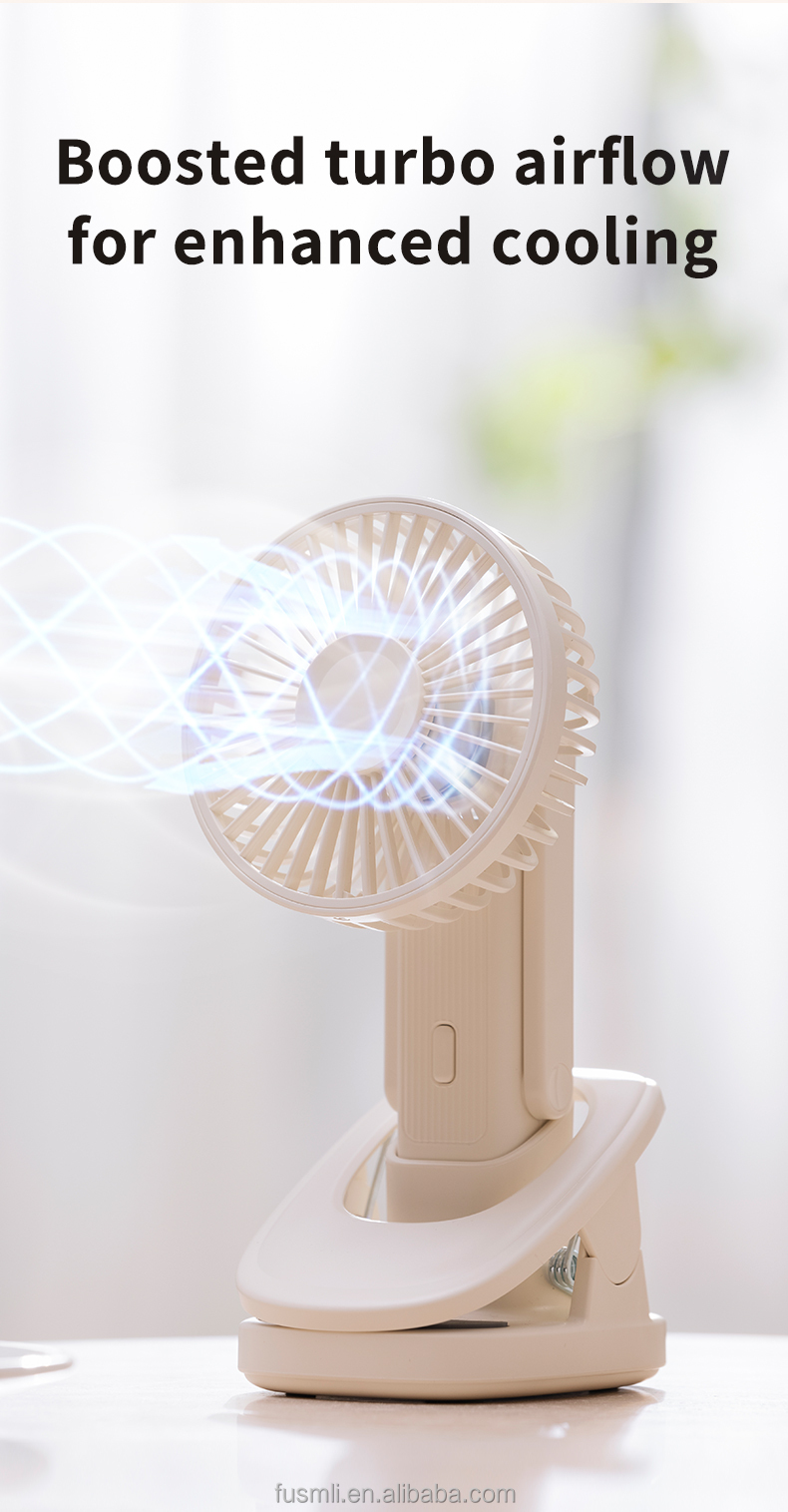 OEM/ODM Custom Factory Automatic Oscillating Handheld Clip-On Fan with Three-Speed Settings and Brushless Motor for Present