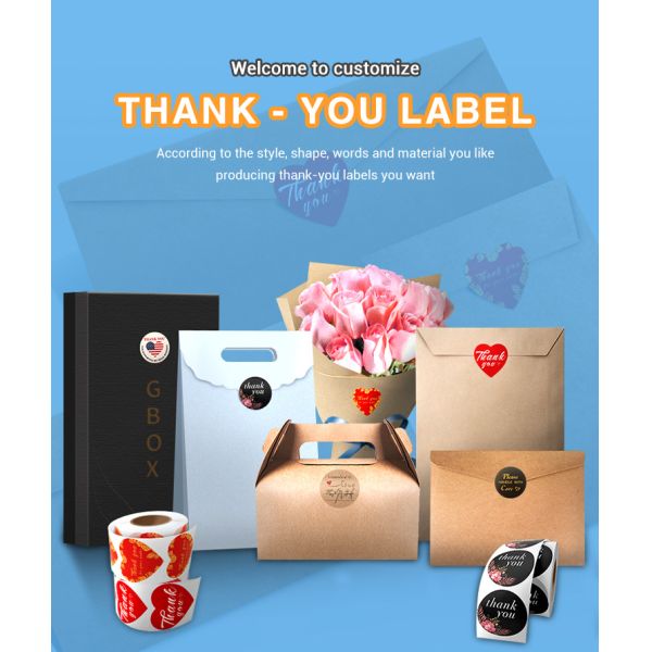 Waterproof Thank You Sticker Customized Label Machine Printing
