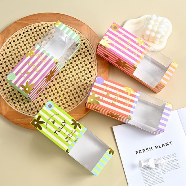 Custom White Cardboard Box With Window Colorful Packaging For Aromatherapy Candles With Logo Printing