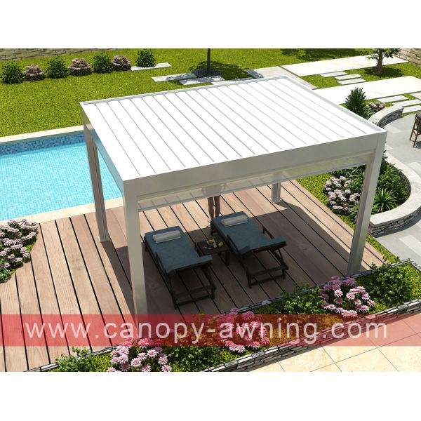 outdoor backyard Modern Aluminium Motorized Opening louvered shutter Roof Pergola for sale