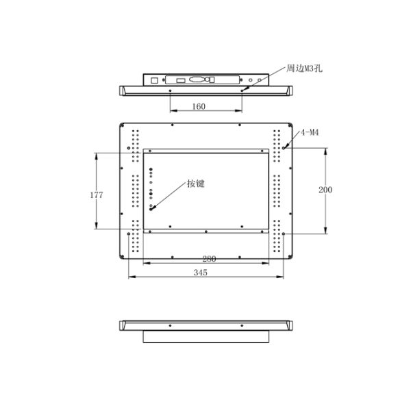 17 inch Embedded Industrial Panel Mount Monitors IPS Full View Widescreen LCD Display