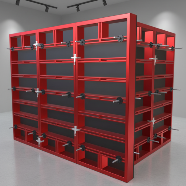 Aluminum frame formwork system in use for commercial construction