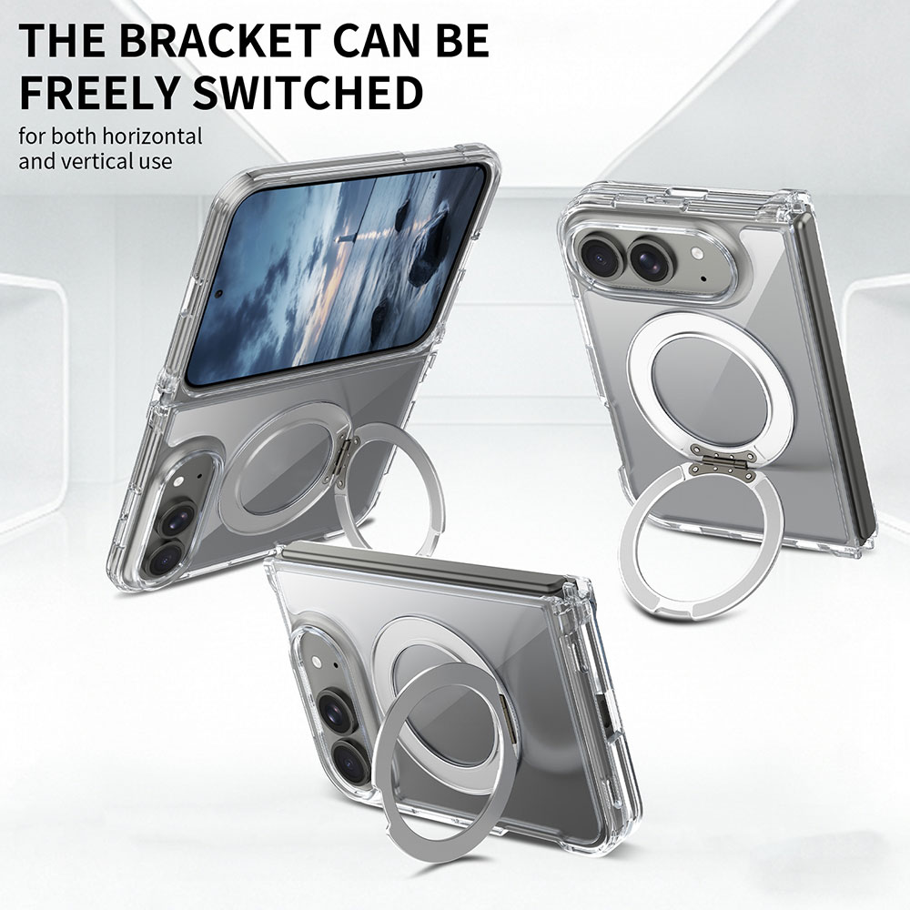Laudtec Premium Foldable Magnetic Clear Phone Case for iPhone 18 Fold with Rotating Holder Skin-Feel Shockproof Protective Case