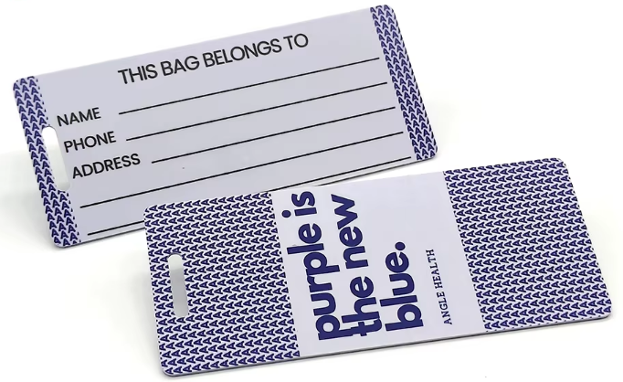 Custom Hard Plastic PVC with Loop Rope Personalised Design Print Logo Writable Travel Luggage Label