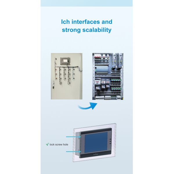 Coolmay 5 Inch HMI PLC All In One RS232 RS485 support Modbus RTU protocal Ethernet optional function plc controller programming plc with hmi touch