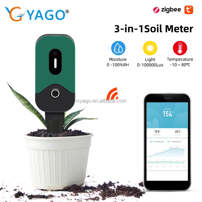 Tuya Smart Zigbee Soil Tester Sensor Temperature Humidity Illuminance Measuring Instrument Zigbee Soil Moisture Sensor