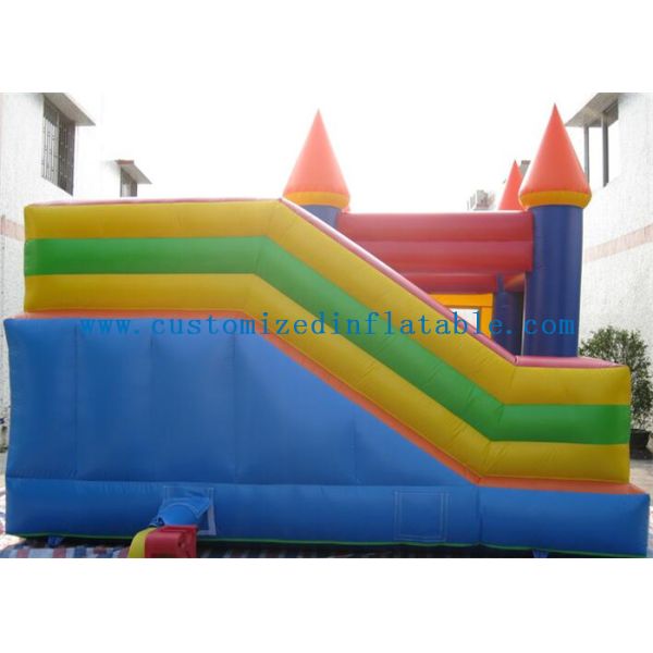 Inflatable Bounce House Slide , Colorful Inflatable Jumping Castles For Rent
