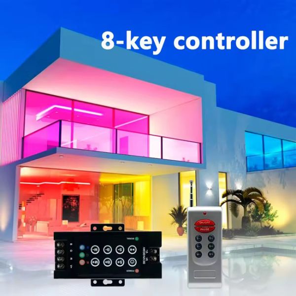 12-24v Iron Shell Led Controller 5-10 Control Distance Rf 8 Key 30a Rgb Dimmer