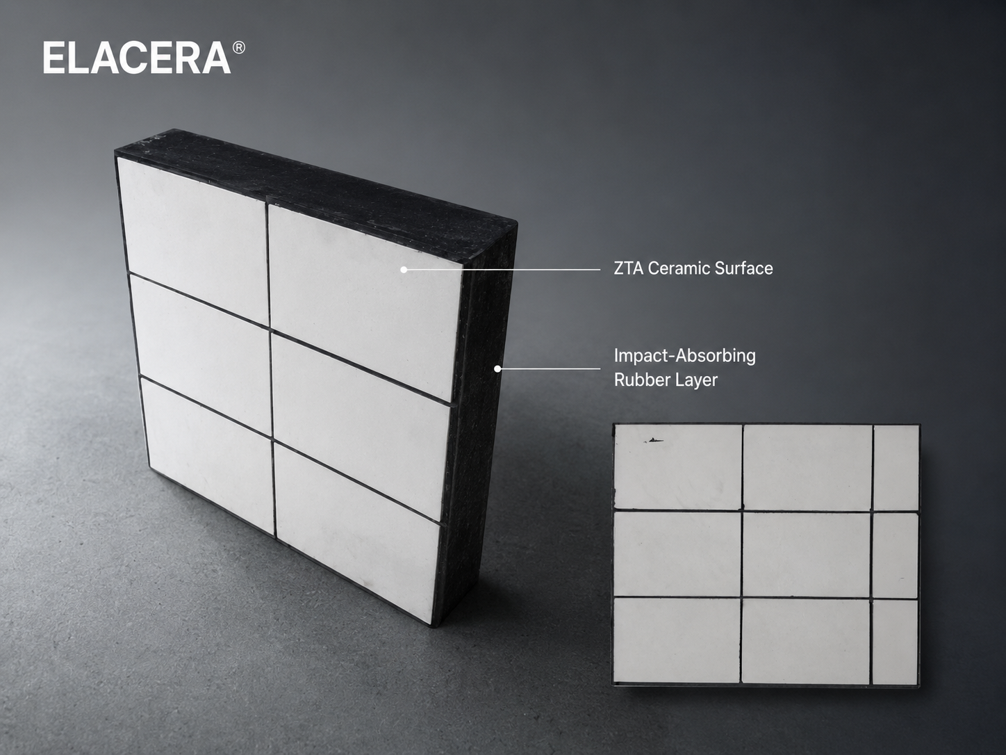ZTA Ceramic Rubber Liner for High-Impact Chutes