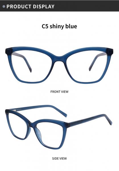 Skin Friendly Acetate Frame Glasses Blue , Classic Cat Eye Glasses With Clear Lens