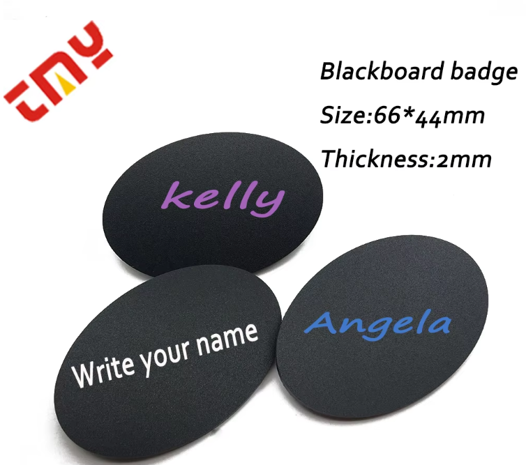 Personalized Printed Plastic PVC Chalkboard Writable Reusable Name Badge Blank or Custom Design Tag