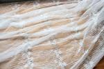 Embroidery Floral White Tulle Lace Fabric For Dress Clothing / Scarf / Curtain