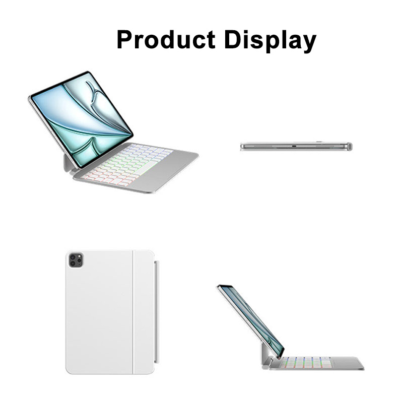 Custom Logo Magic Keyboard Case for iPad Aluminum Alloy Panel 7-Color Backlit Multi-Touch Trackpad Voice Input