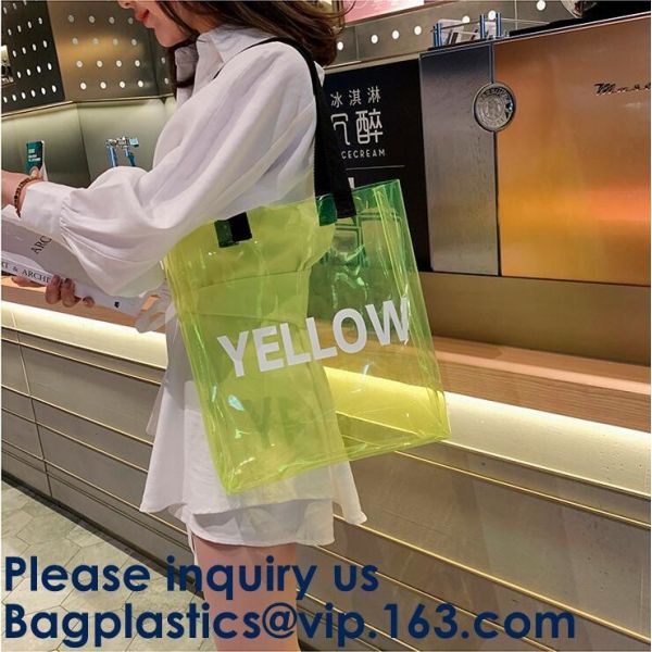 Clear Shopping Bag PVC Handbag Fashion Big Bags Jelly Package Large Transparent Tote Bag Shoulder Bag Leisure Beach Bag