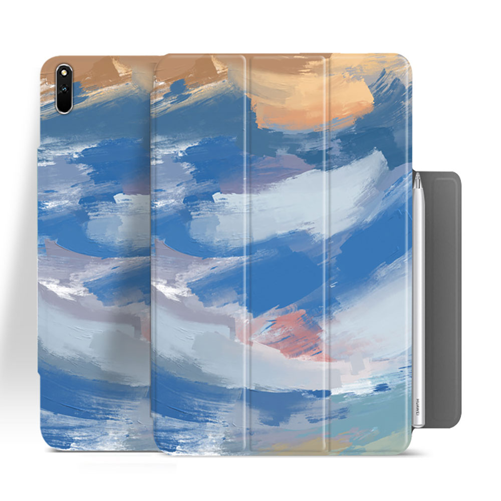 Laudtec Gradient Ultra Slim PTU+PC Leather Tri-Fold Magnetic Tablet Case for iPad Smart Sleep Drop Protection Custom Logo OEM