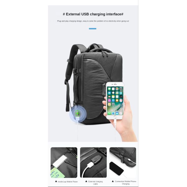 Multifunctional Expansion Boarding Bag Business Laptop Backpack 41*37*15cm