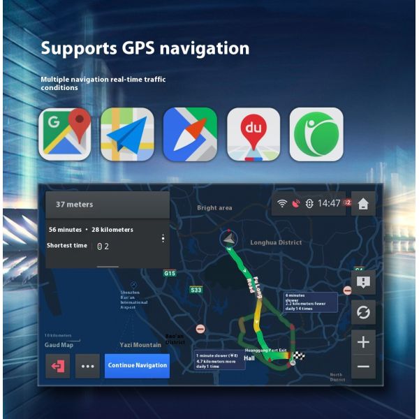 Creatall 7-Inch Android GPS Car Navigation HD Large Screen for Bluetooth CarPlay Reversing Camera Compatible for Volkswagen USB