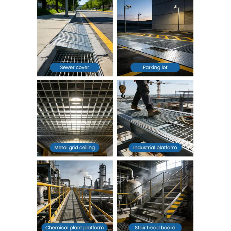 Galvanized Steel Grating with Custom Diameter and Slip-Resistant Surface for Outdoor Use