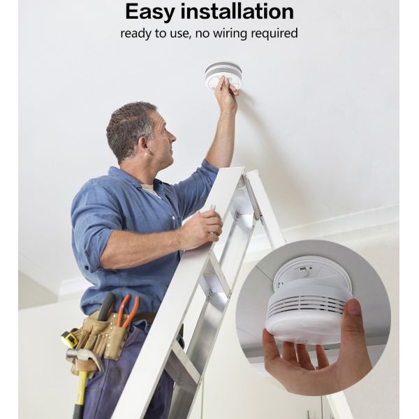 Tuya Smart Home Energy-saving Battery Power Supply Mobile App Push Wifi Smoke Detector